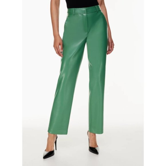 Aritzia Babaton Command Pant High Rise Straight Leg Trousers Faux Leather Disco - Picture 2 of 10